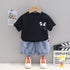 Boys casual suit denim shorts short sleeve two-piece set